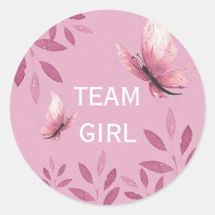 Geslacht Team Girl roze waterverf floral Ronde Sticker