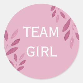 Geslacht Team Girl roze waterverf floral Ronde Sticker