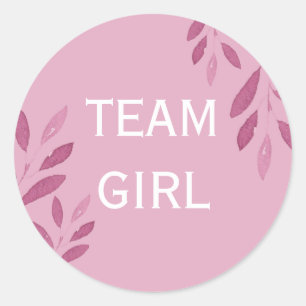 Geslacht Team Girl roze waterverf floral Ronde Sticker