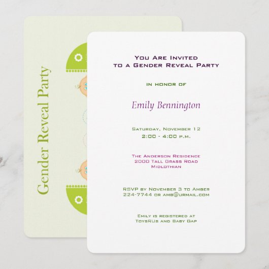 Geslacht Uitnodiging van partij openbaar maken (Voorkant / Achterkant)