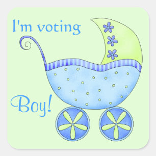 Geslacht van baby Buggy Voting Boy Vierkante Sticker
