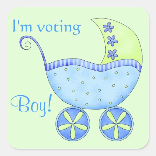 Geslacht van baby Buggy Voting Boy Vierkante Sticker (Voorkant)