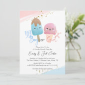 Geslacht van jongen of meisje onthult Kawaii-ijs Kaart (Staand voorkant)