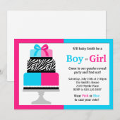 Geslacht Verhalen partijuitnodiging Roze Blauwe Ca Kaart (Voorkant / Achterkant)