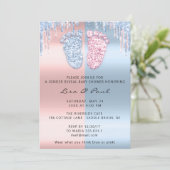 Geslacht Verspreid Vertrek Glitter Pink Blue Baby Kaart (Staand voorkant)