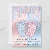 Geslacht Verspreid Vertrek Glitter Pink Blue Baby Kaart (Achterkant)