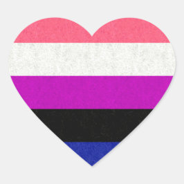 Geslacht Vloeiend Pride Vlag gekleurd Achtergrondo Hart Sticker