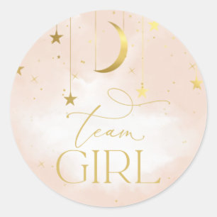 Geslacht Zelfklever onthullen, Team Girl Blush Pin Ronde Sticker