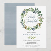 Geslachtneutraal groen stoffige blauwe baby strooi kaart (Voorkant / Achterkant)