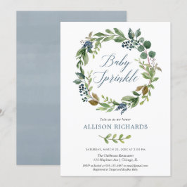 Geslachtneutraal groen stoffige blauwe baby strooi kaart