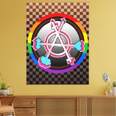 Geslachtsanarchiesymbool, embleem op donker schaak canvas afdruk (Insitu (Woonkamer))
