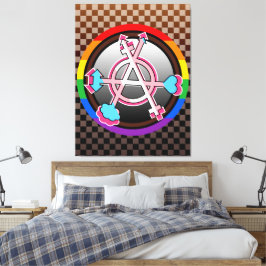 Geslachtsanarchiesymbool, embleem op donker schaak canvas afdruk