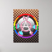 Geslachtsanarchiesymbool, embleem op donker schaak canvas afdruk (Voorkant)
