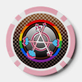 Geslachtsanarchiesymbool, embleem op donker schaak poker chips (Achterkant)