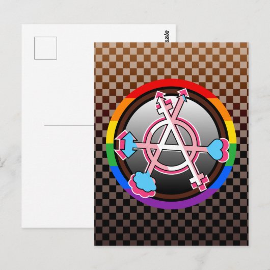 Geslachtsanarchisme symbool, embleem op donker sch briefkaart (Voorkant / Achterkant)