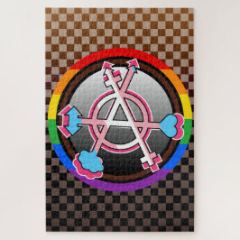Geslachtsanarchisme symbool, embleem op donkere sc legpuzzel