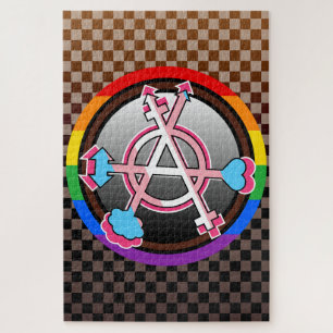 Geslachtsanarchisme symbool, embleem op donkere sc legpuzzel