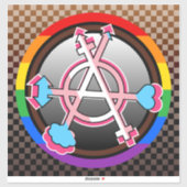 Geslachtsanarchisme symbool, embleem op donkere sc sticker (Vel)