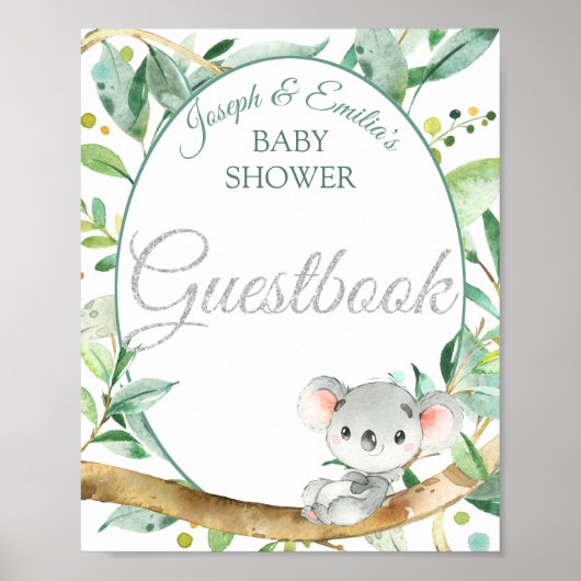 Geslachtsneutraal baby shower logboek teken voor g poster (Voorkant)