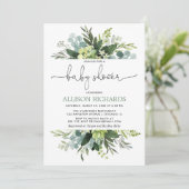 Geslachtsneutraal baby shower met groen bladblad kaart (Staand voorkant)