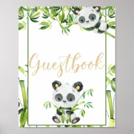 Geslachtsneutraal babyshower-gastenboek voor Panda Poster