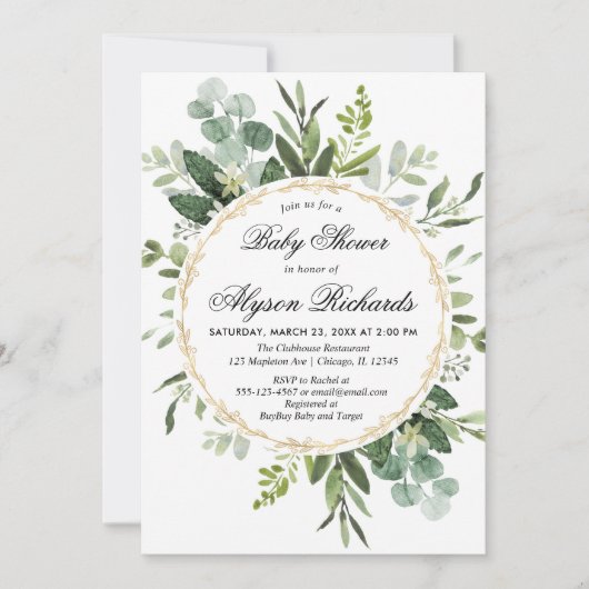 Geslachtsneutraal eucalyptusbladerblad baby shower kaart (Voorkant)