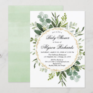 Geslachtsneutraal eucalyptusbladerblad baby shower kaart