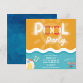 Geslachtsneutraal modern tropisch zwembad verjaard kaart (Voorkant / Achterkant)
