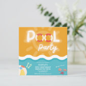 Geslachtsneutraal modern tropisch zwembad verjaard kaart (Staand voorkant)