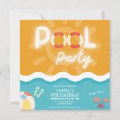Geslachtsneutraal modern tropisch zwembad verjaard kaart (Voorkant)