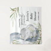 Geslachtsneutraal olifant baby shower achtergrondb wandkleed (Voorkant)