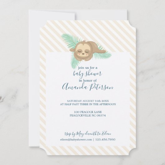Geslachtsneutraal Slapen Baby Sloth Baby shower Kaart (Voorkant)
