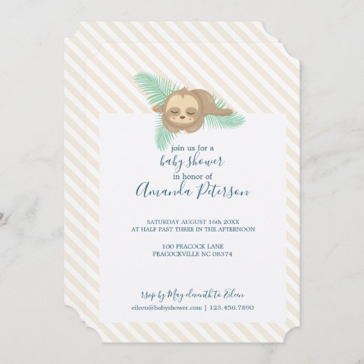 Geslachtsneutraal Slapen Baby Sloth Baby shower Kaart (Voorkant / Achterkant)
