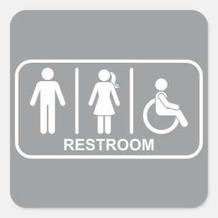 Geslachtsneutraal toiletsymbool vierkante sticker