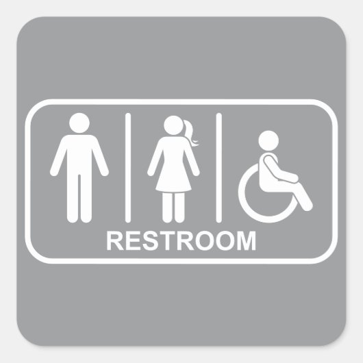 Geslachtsneutraal toiletsymbool vierkante sticker (Voorkant)