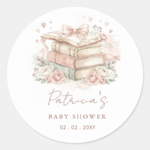 Geslachtsneutraal verhaalboek baby shower boekverz ronde sticker