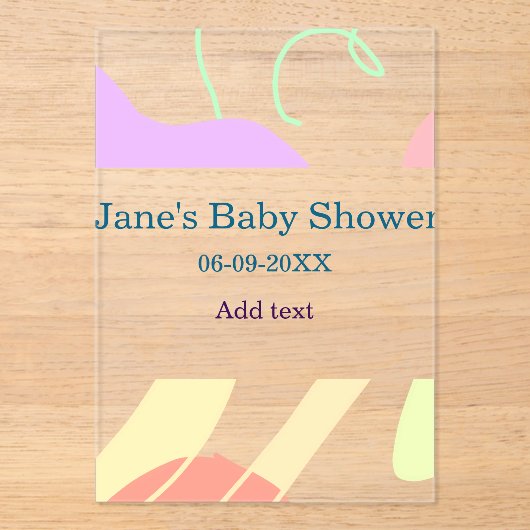 Geslachtsneutrale abstracte vormen baby shower naa acryl uitnodigingen (Voorkant)
