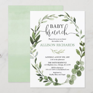 Geslachtsneutrale baby brunch eucalyptus folia kaart