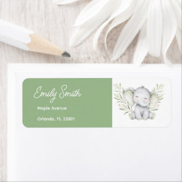 Geslachtsneutrale baby shower olifant Eucalyptus Etiket