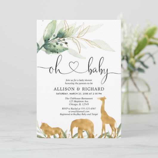 Geslachtsneutrale baby shower voor koppels, safari kaart (Staand voorkant)