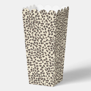 Geslachtsneutrale babyshower luipaardprint popcorn bedankdoosjes