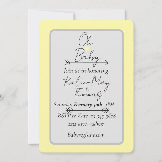 Geslachtsneutrale babyshower uitnodiging (Voorkant)