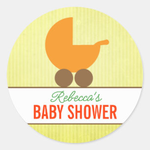 Geslachtsneutrale babyshower voor babywagen ronde sticker