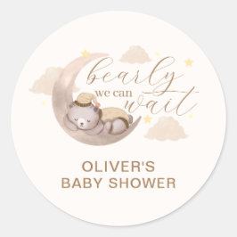 Geslachtsneutrale Barly Wait Moon Star Sleepy Beer Ronde Sticker