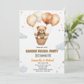Geslachtsneutrale beren babyshower uitnodiging (Staand voorkant)