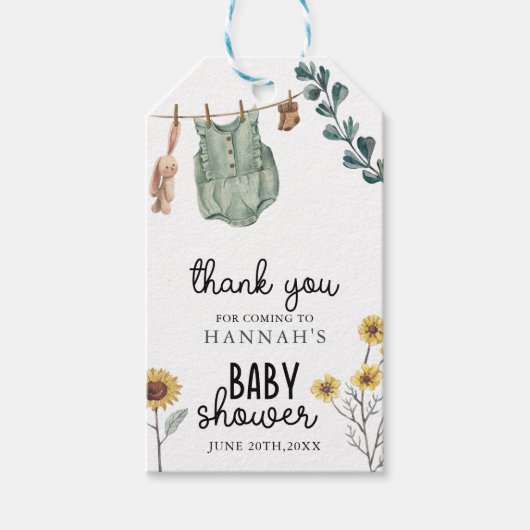 Geslachtsneutrale Boho | BABY SHOWER WATERVERF Cadeaulabel (Voorkant)