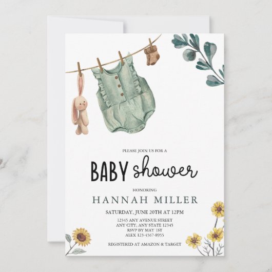 Geslachtsneutrale Boho | BABY SHOWER WATERVERF Kaart (Voorkant)