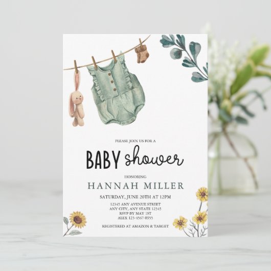 Geslachtsneutrale Boho | BABY SHOWER WATERVERF Kaart (Staand voorkant)