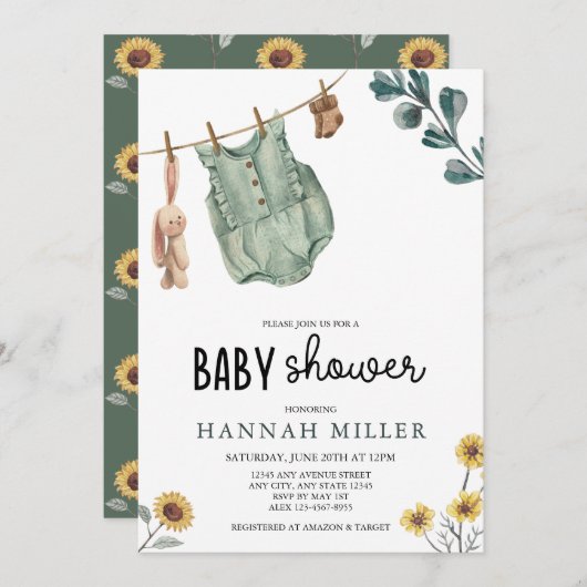 Geslachtsneutrale Boho | BABY SHOWER WATERVERF Kaart (Voorkant / Achterkant)