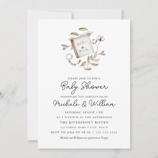 Geslachtsneutrale Boho babyshower uitnodiging (Voorkant)